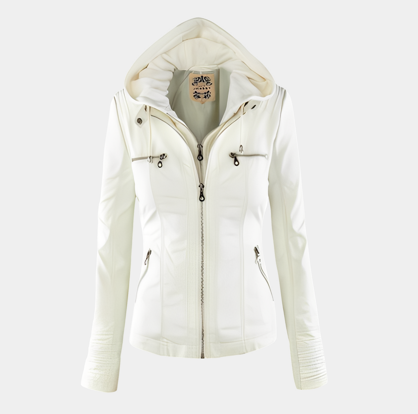 Jaylene - Zeitgemäße wasserdichte Damen-Lederjacke mit Kapuze