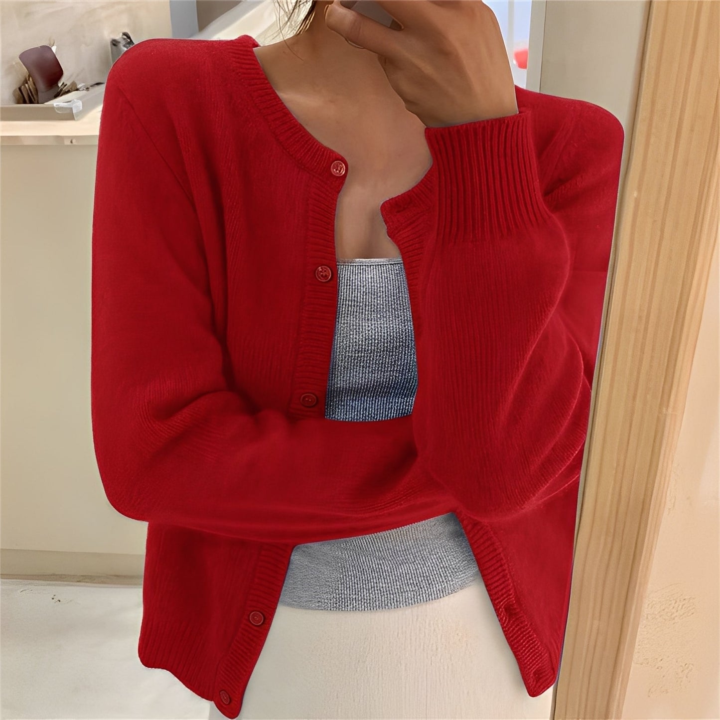 Jaqueline - Simplistischer, eleganter Damenstrickcardigan