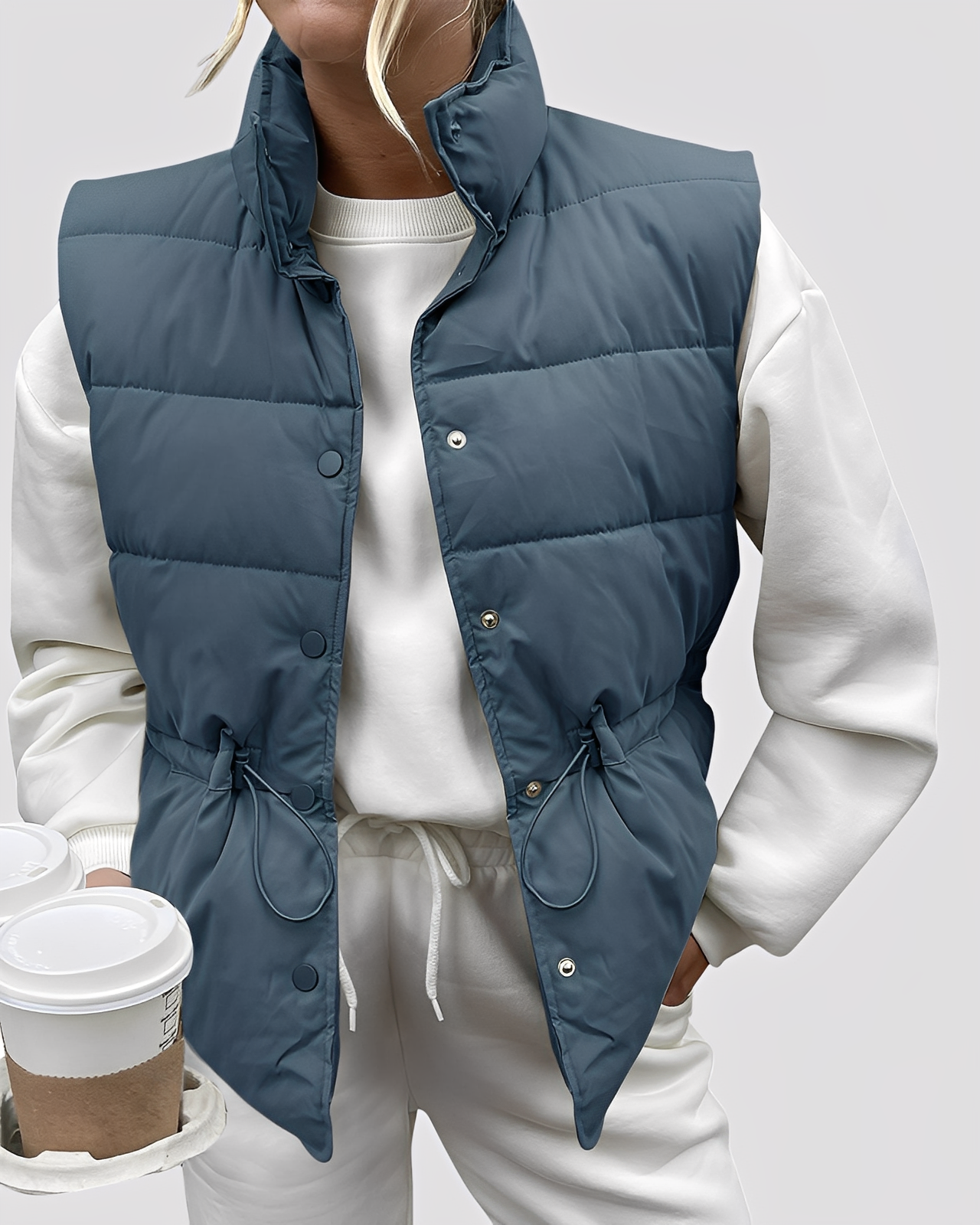 Aimee - Gemütliche, gepolsterte Damen-Weste mit Einreiher