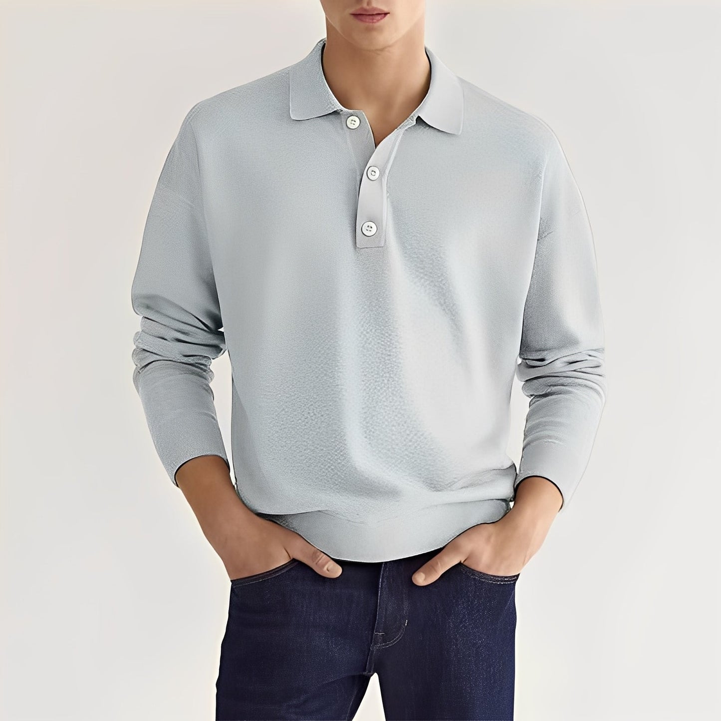 Dominic - Bequemes Langarm-Poloshirt für Männer