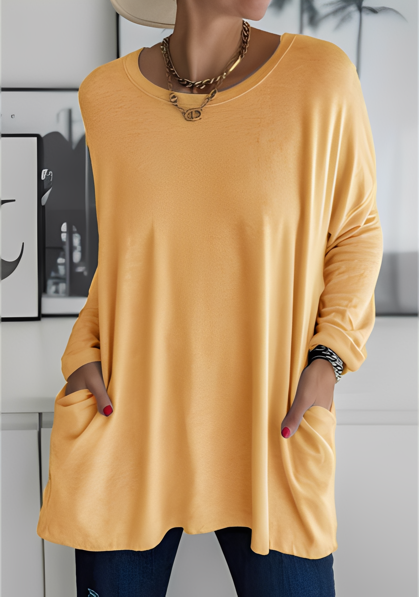 Krystle - Damenlangarmshirt mit Taschen für Bequemlichkeit