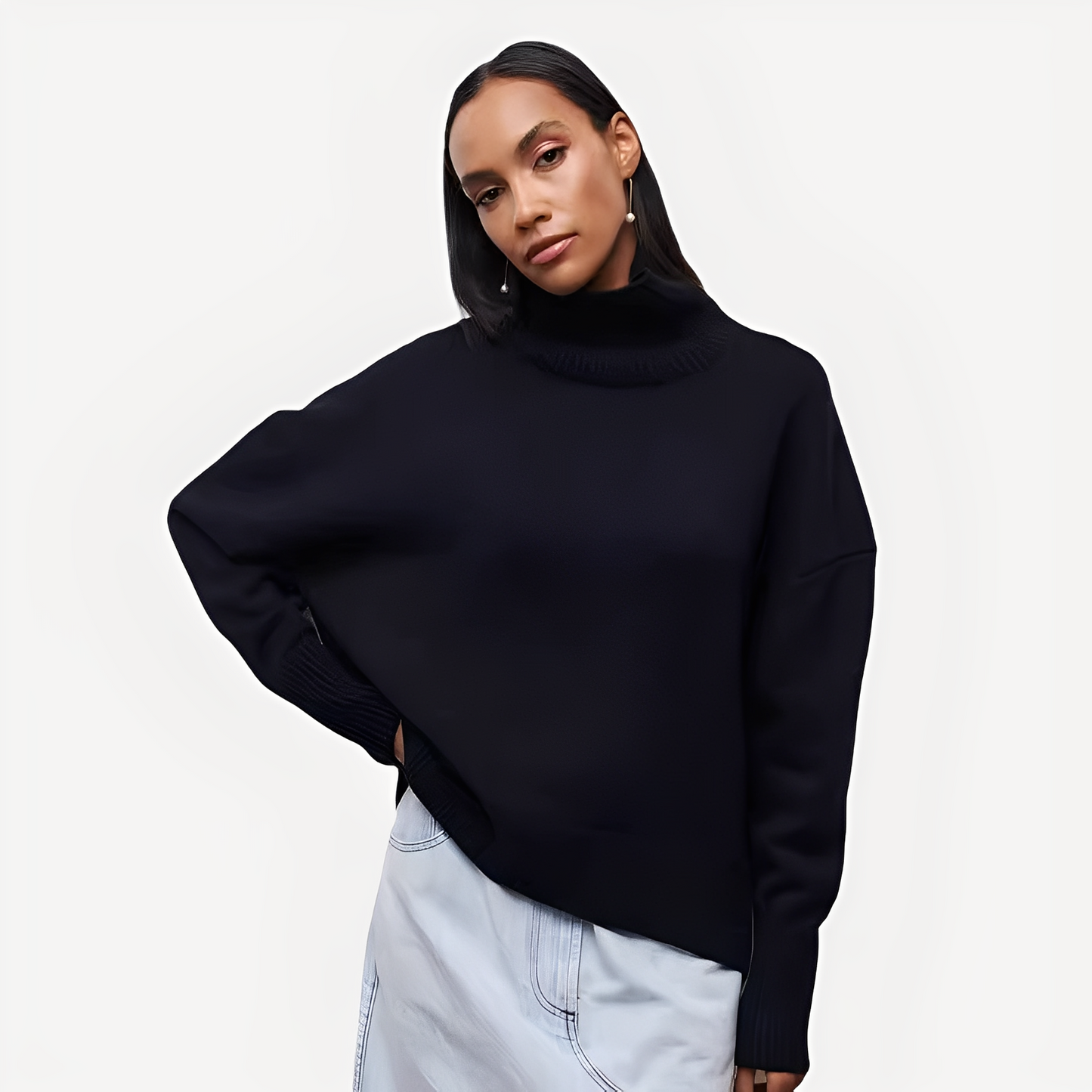 Margery - Damenpullover mit lockerem Schnitt und hohem Kragen