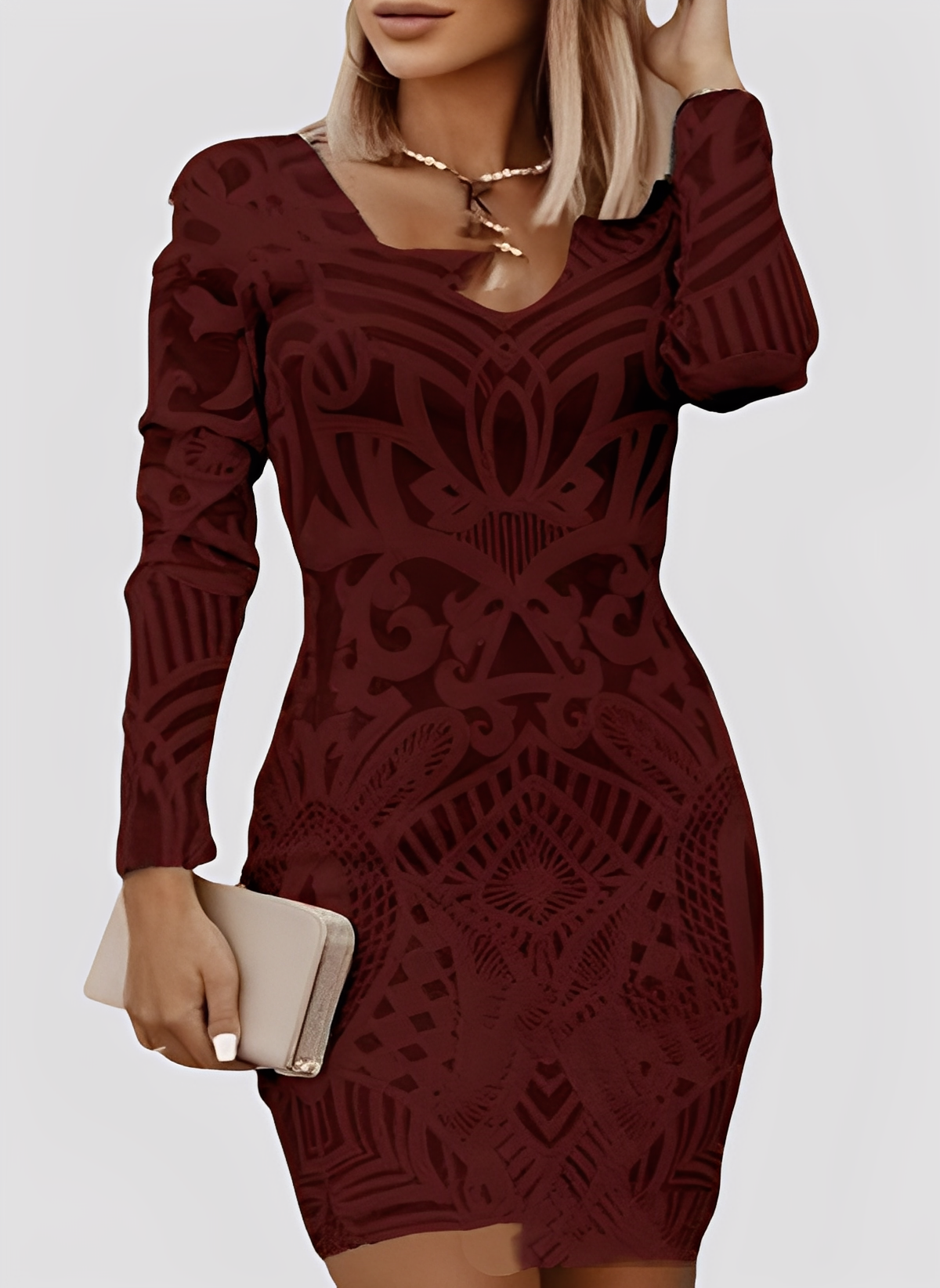 Caitlyn - Elegantes Damenkleid mit langen Ärmeln und engem Schnitt