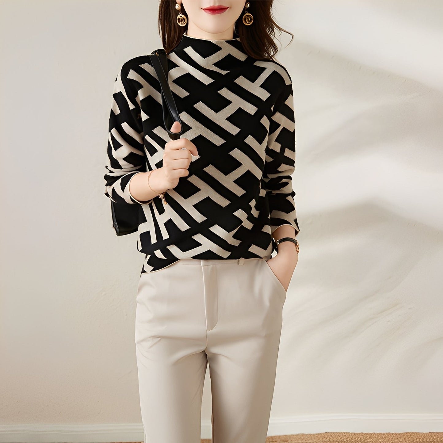 Eleanor - Schickes Damen-Strickoberteil mit langen Ärmeln im Design