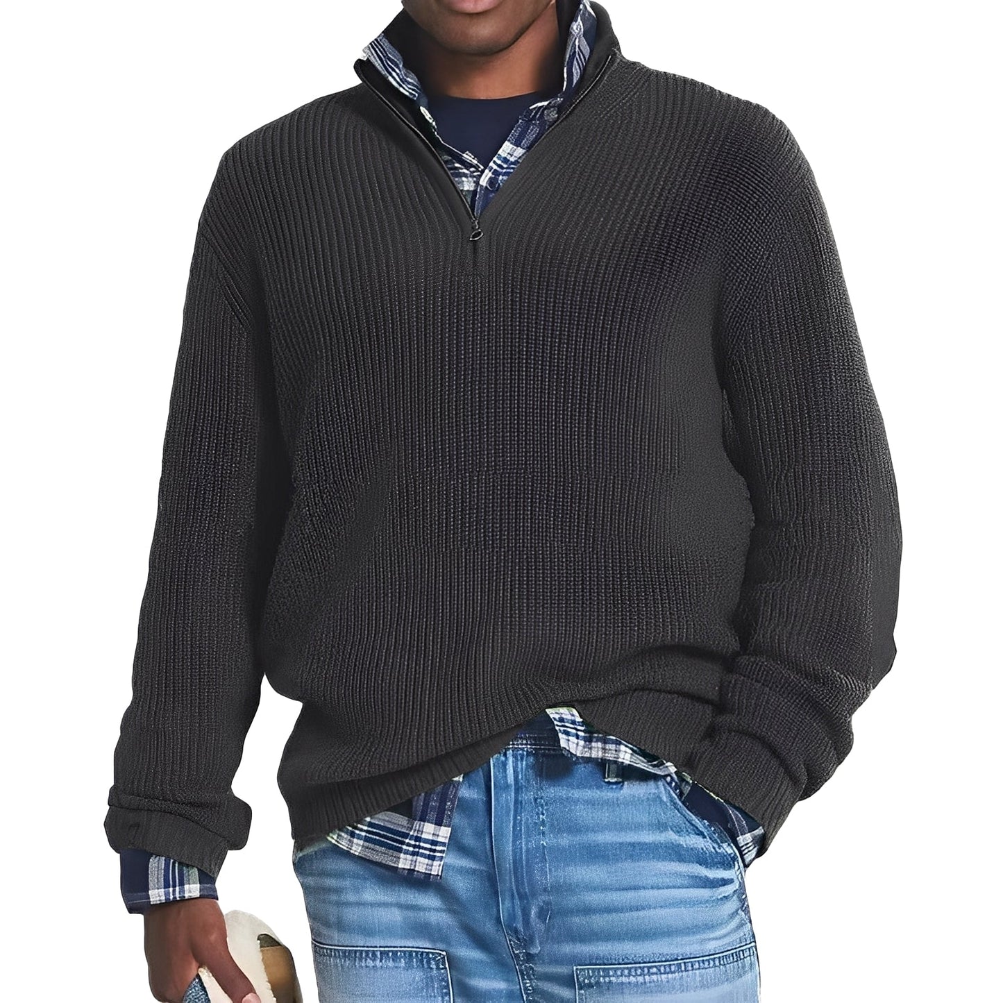 Edward - Moderner Herren-Kaschmirpullover mit Reißverschluss