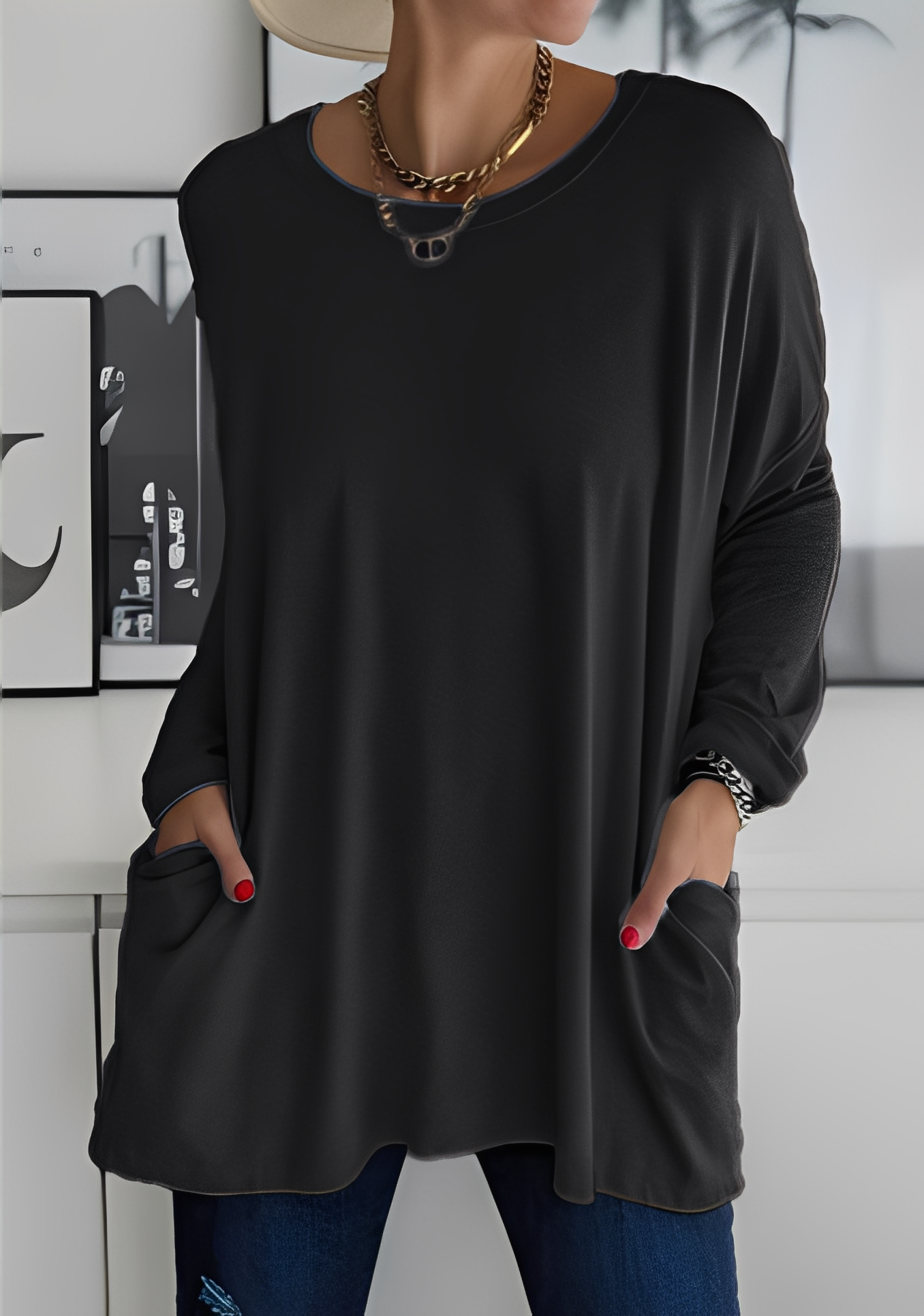 Krystle - Damenlangarmshirt mit Taschen für Bequemlichkeit