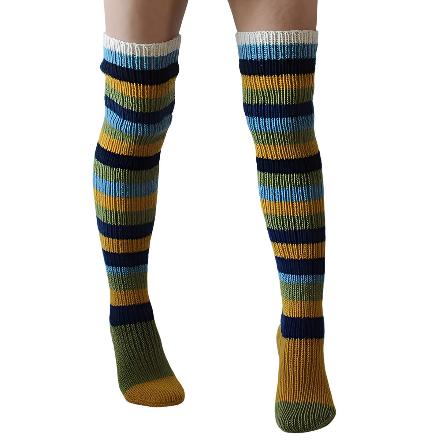 Rhianna - Lange, elegante Damensocken mit Streifen