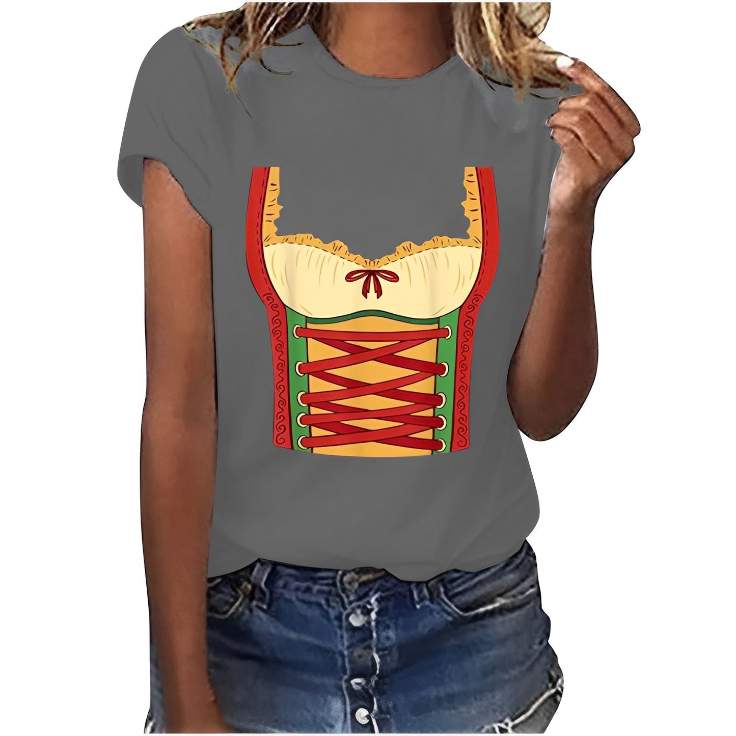 Hazel - Bequemes Frauen-Oberteil mit Oktoberfest-Muster