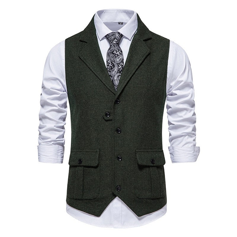 Rodney - Elegante Herrenweste mit Fischgrätmuster, Einreiher-Design