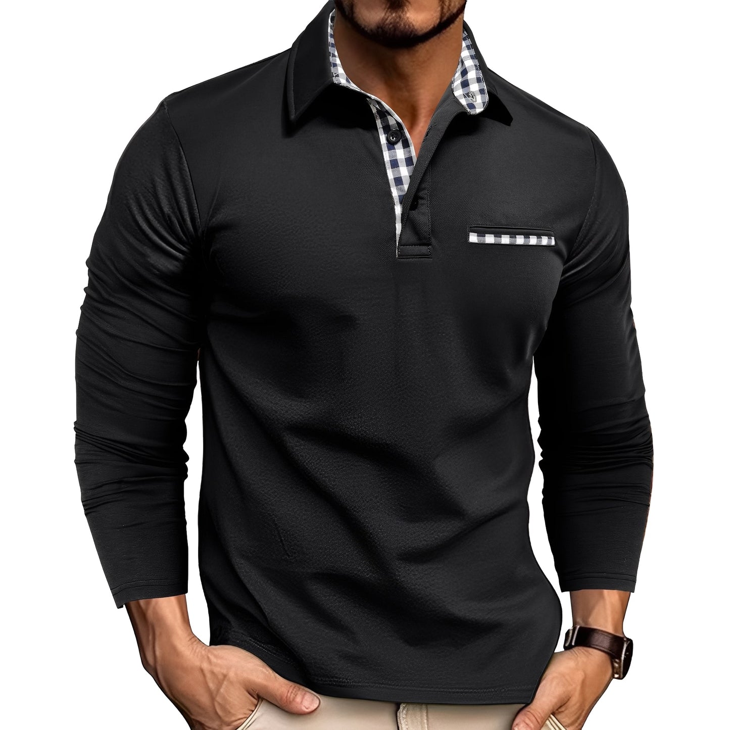 Jerome - Gemütliches Herren-Poloshirt mit langen Ärmeln