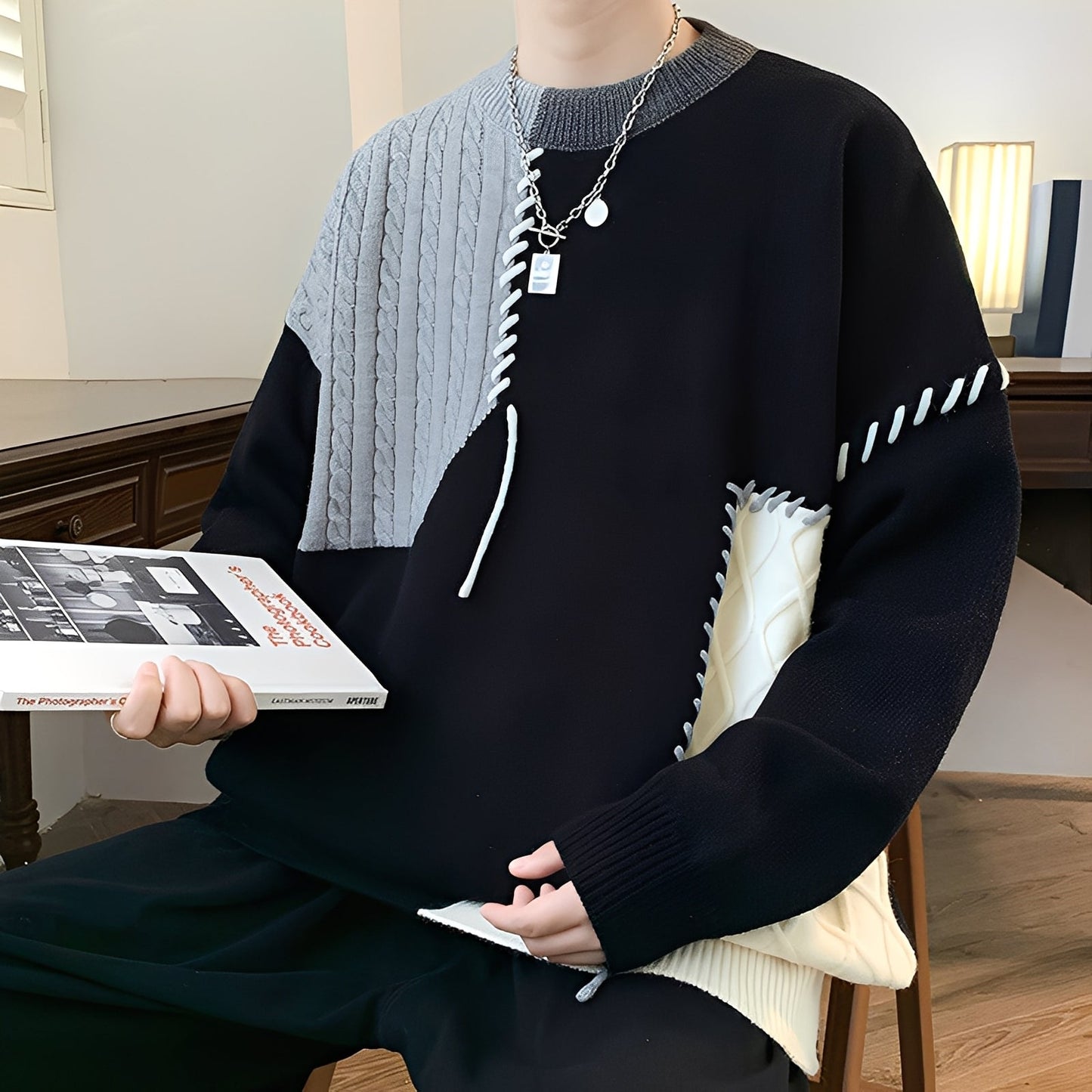 Carter - Stilvoller und warmer Herrenpullover im Patchwork-Stil