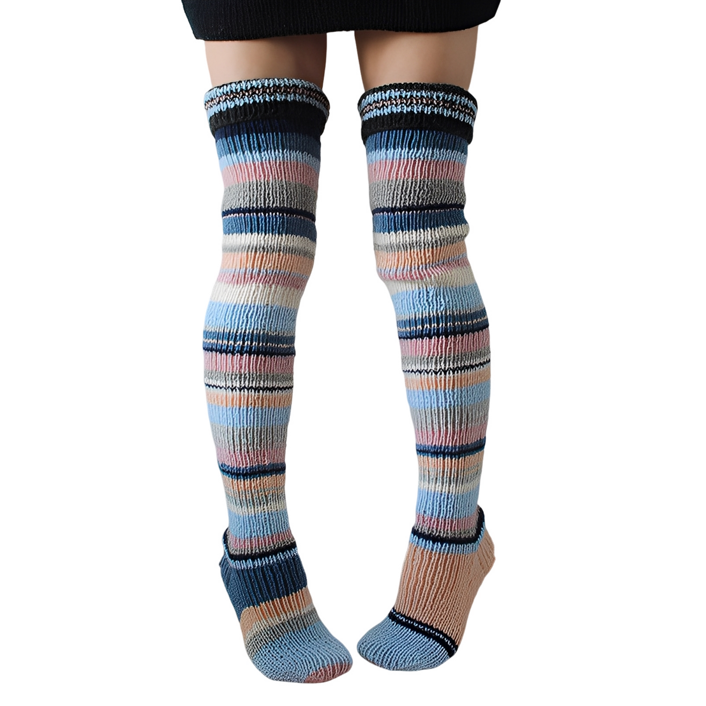 Rhianna - Lange, elegante Damensocken mit Streifen