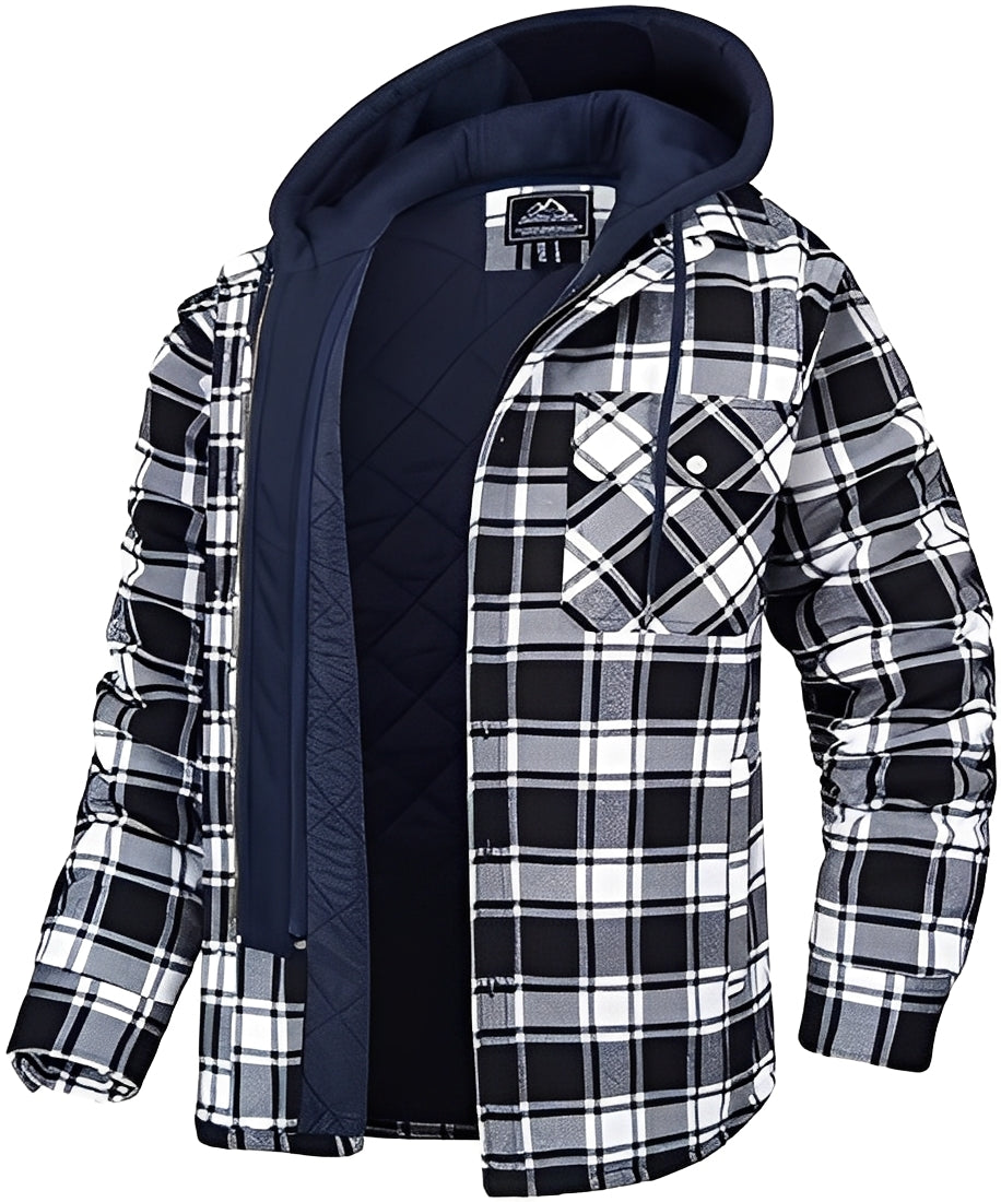 Rodger - Trendige Herrenjacke mit kariertem Muster und Kapuze