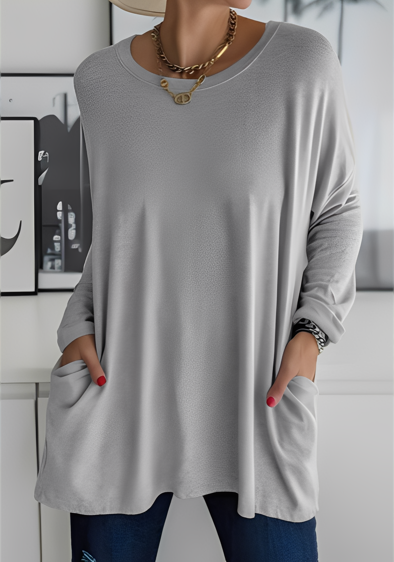 Krystle - Damenlangarmshirt mit Taschen für Bequemlichkeit