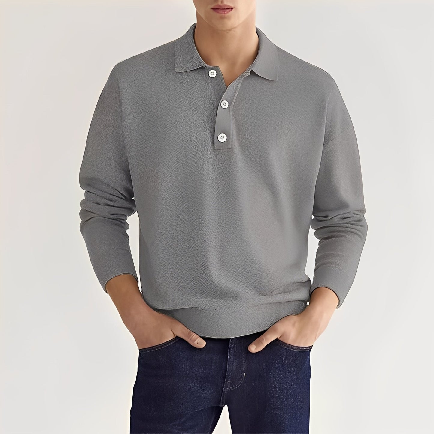 Dominic - Bequemes Langarm-Poloshirt für Männer