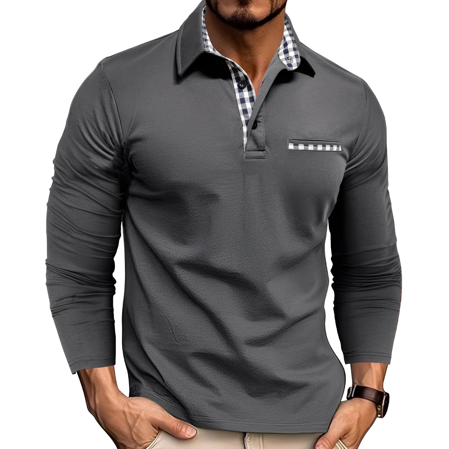 Jerome - Gemütliches Herren-Poloshirt mit langen Ärmeln