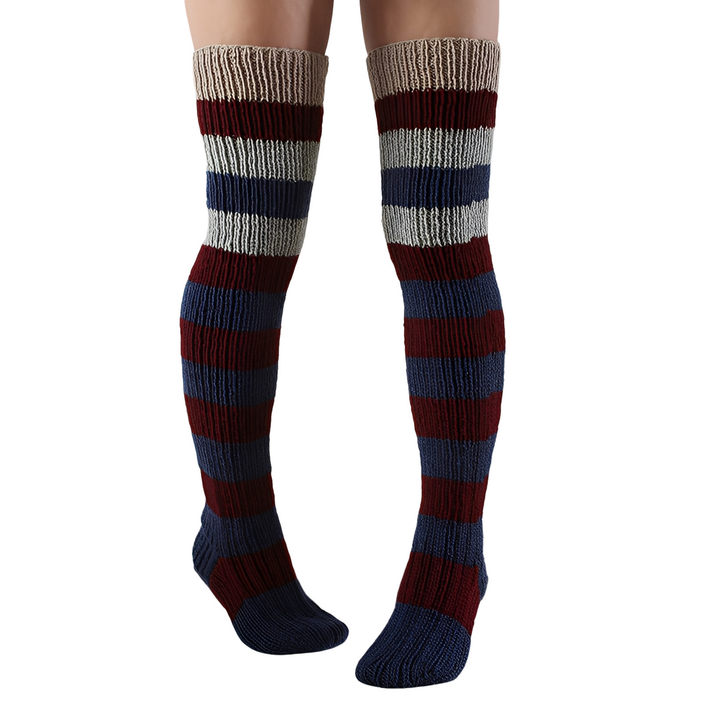 Rhianna - Lange, elegante Damensocken mit Streifen