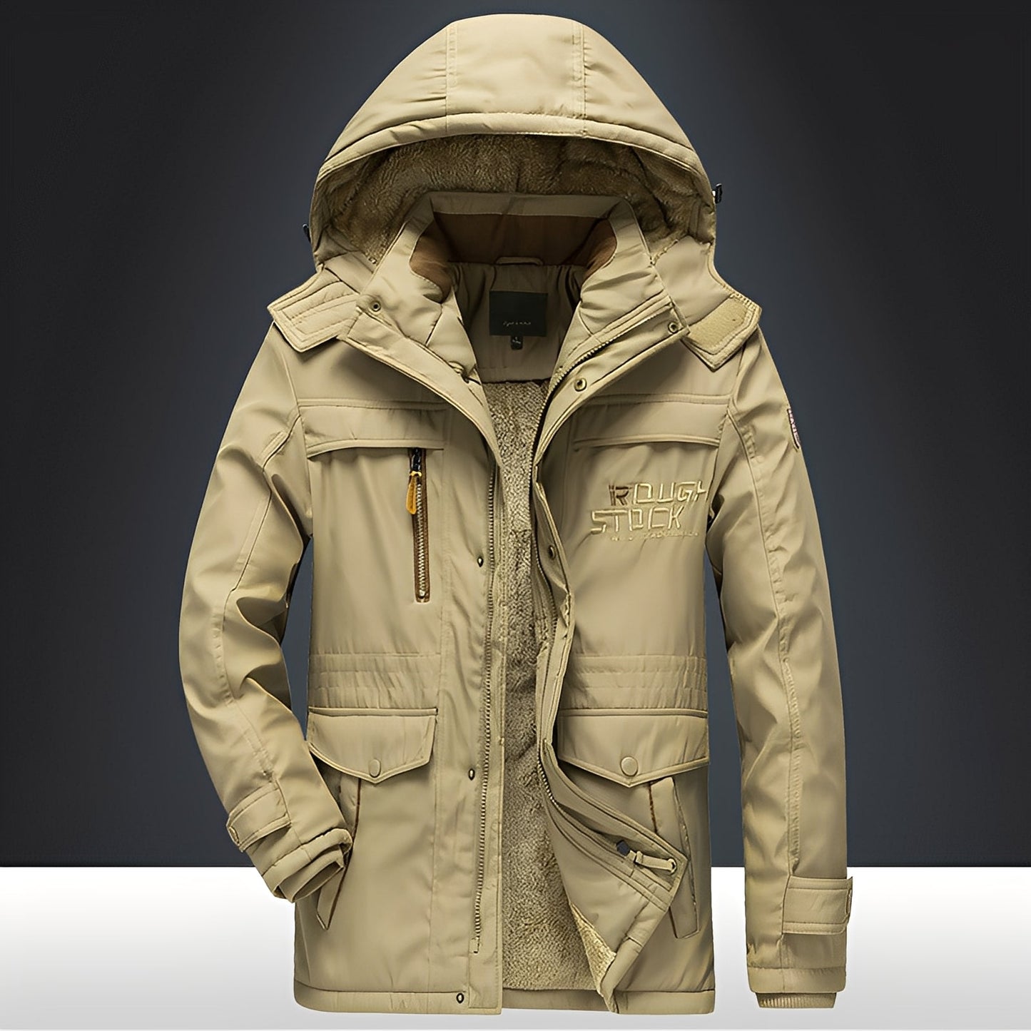 Roydon - Herren-Wintermantel mit Plüsch und Taschen, warm und angenehm