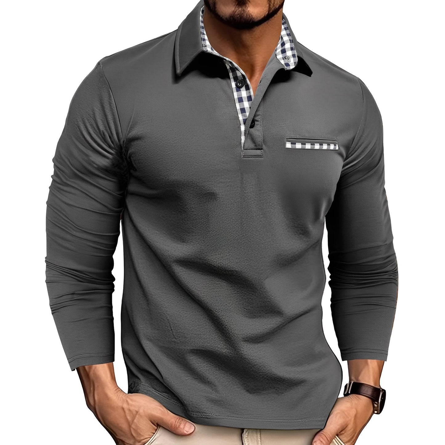 Grover - Elegantes Langarm-Poloshirt für Männer