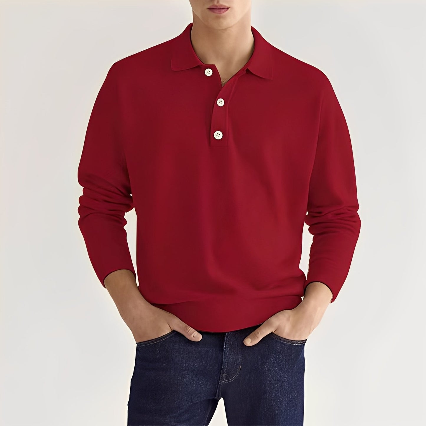 Dominic - Bequemes Langarm-Poloshirt für Männer