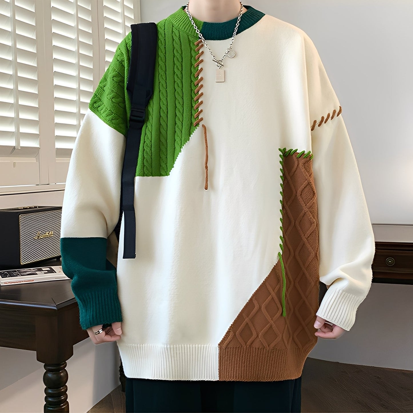 Carter - Stilvoller und warmer Herrenpullover im Patchwork-Stil