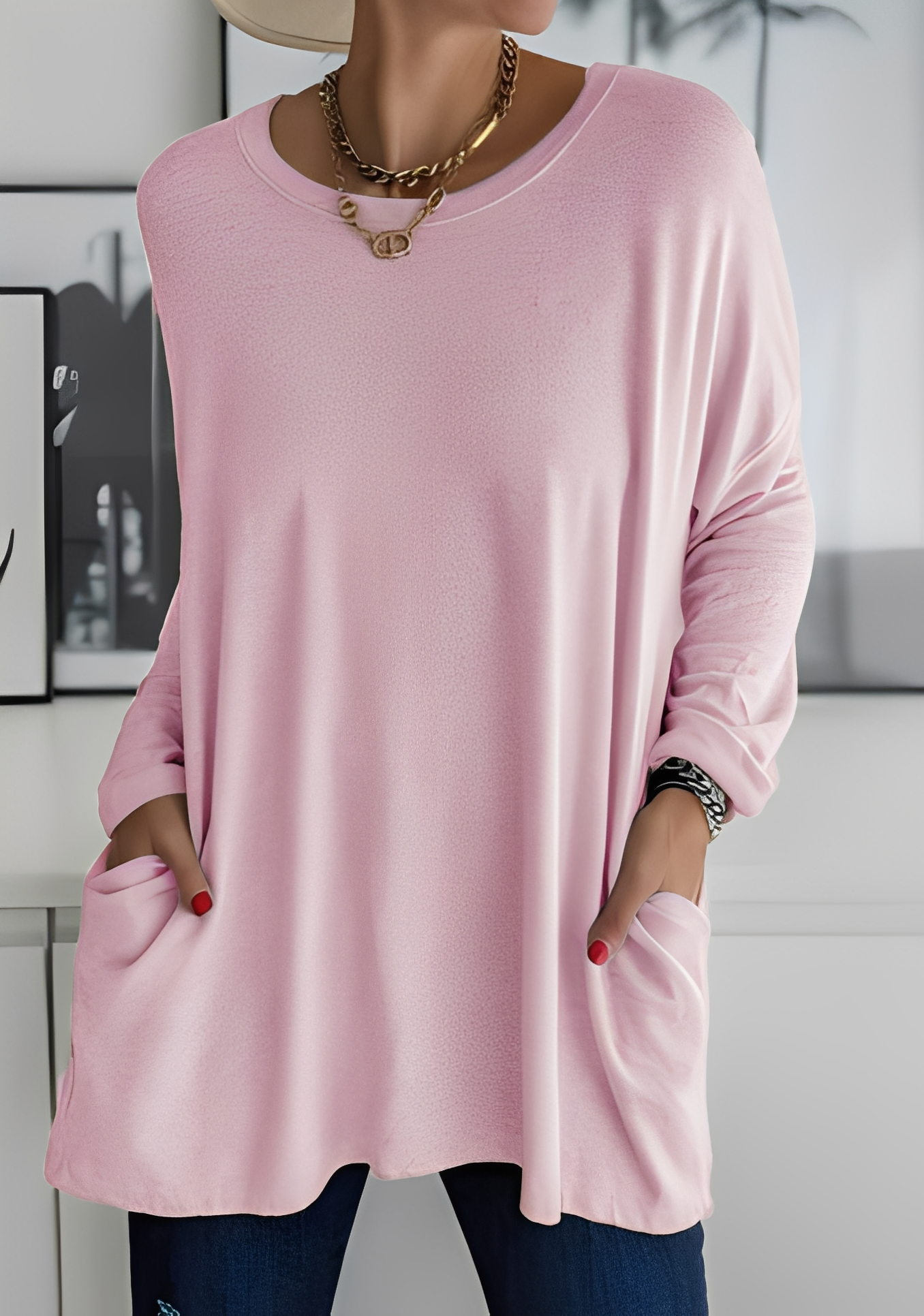 Krystle - Damenlangarmshirt mit Taschen für Bequemlichkeit
