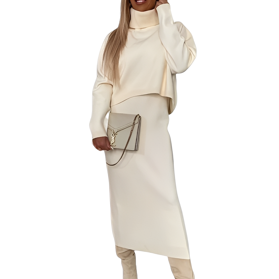 Natalee - Stylisches Damen-Set aus Rollkragenpullover und Rock