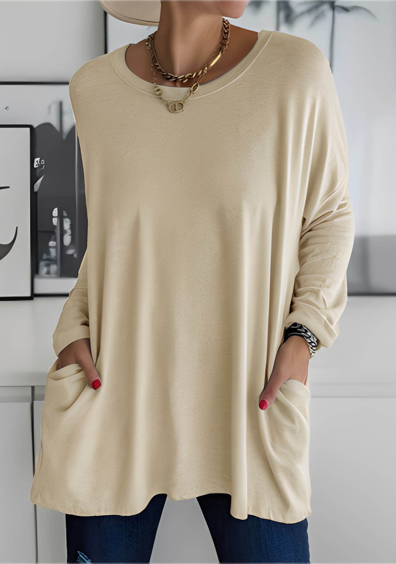 Krystle - Damenlangarmshirt mit Taschen für Bequemlichkeit