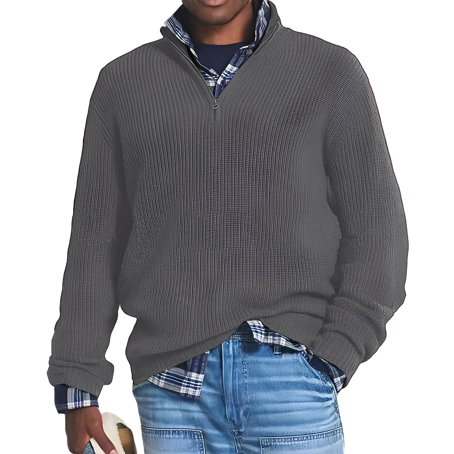 Edward - Moderner Herren-Kaschmirpullover mit Reißverschluss