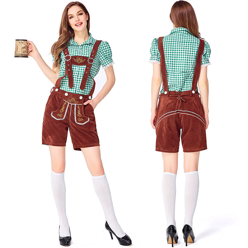 Dahlia - Oktoberfest-Stil mit karierten Latzhosen für Frauen