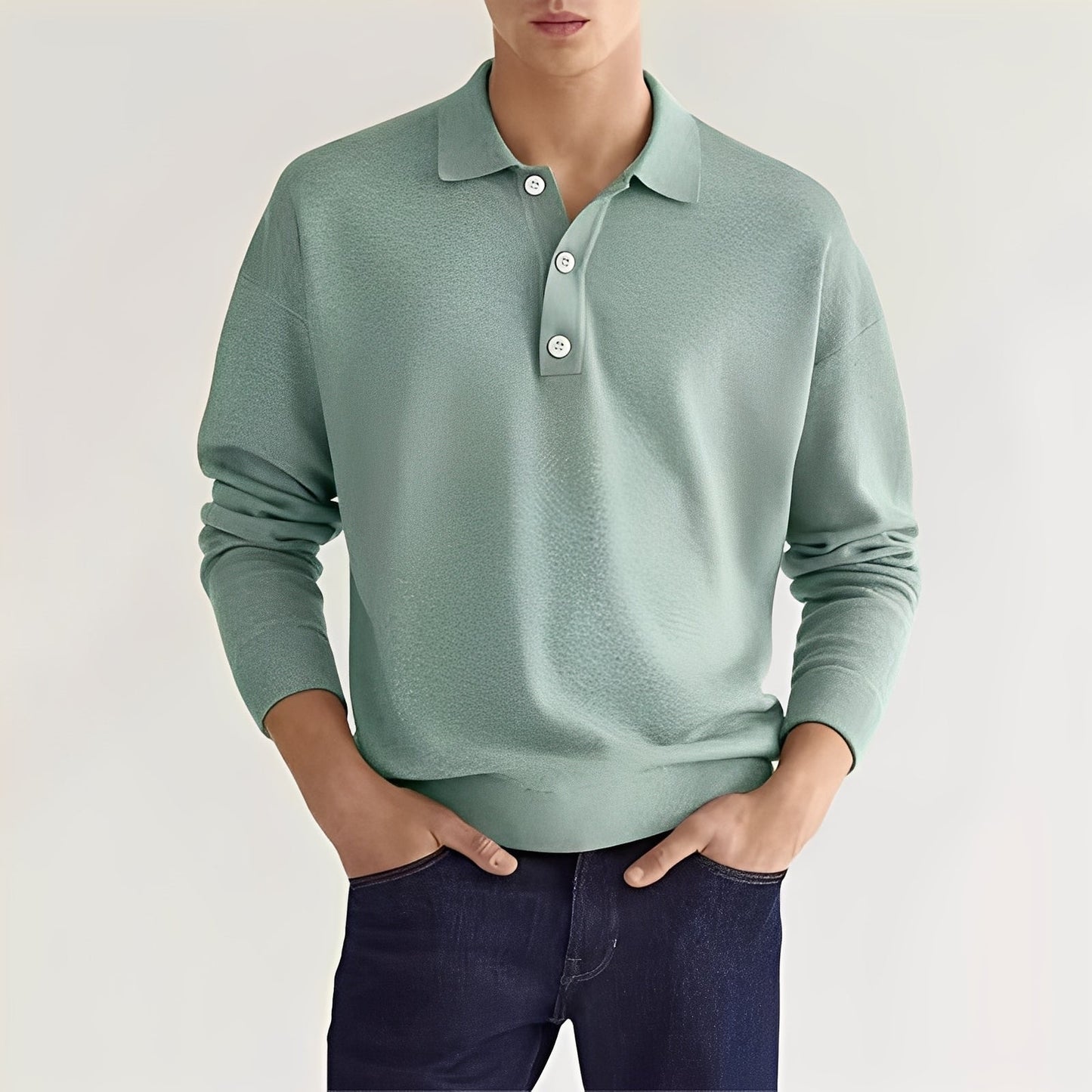 Dominic - Bequemes Langarm-Poloshirt für Männer