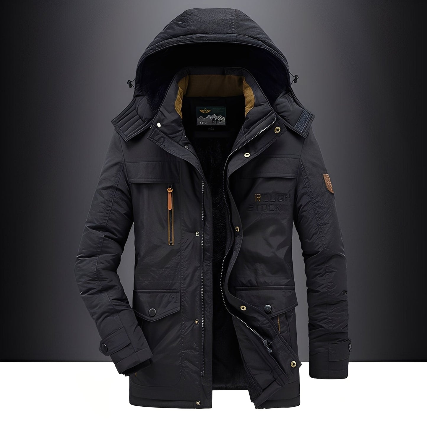 Roydon - Herren-Wintermantel mit Plüsch und Taschen, warm und angenehm