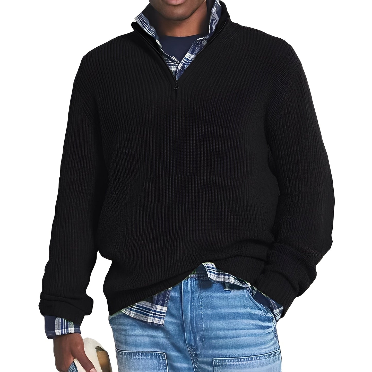 Edward - Moderner Herren-Kaschmirpullover mit Reißverschluss
