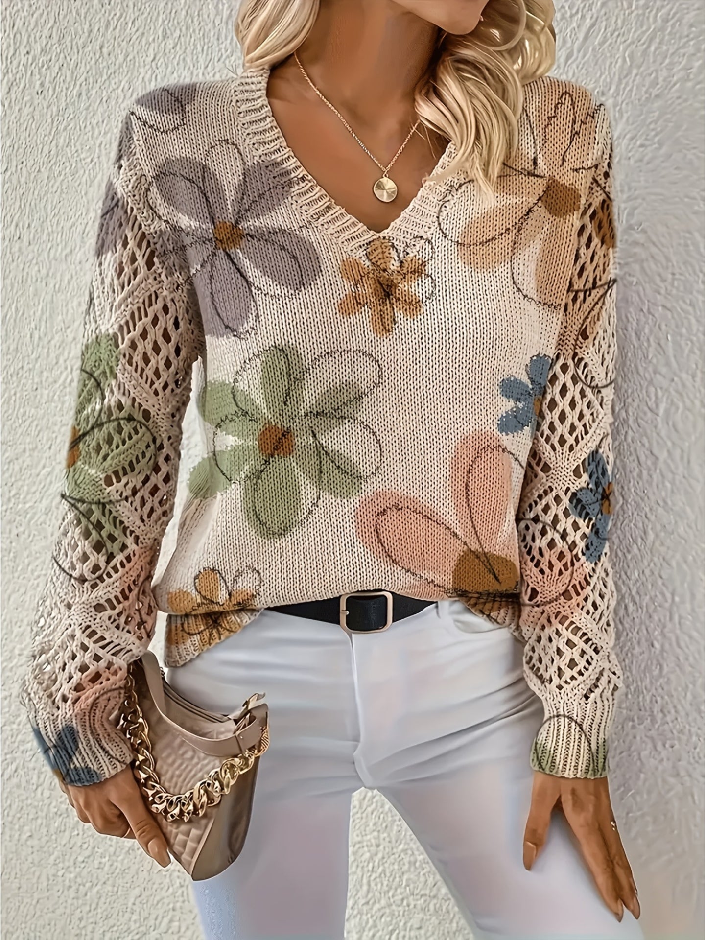 Ashtyn - Eleganter Damenpullover mit Blumendesign