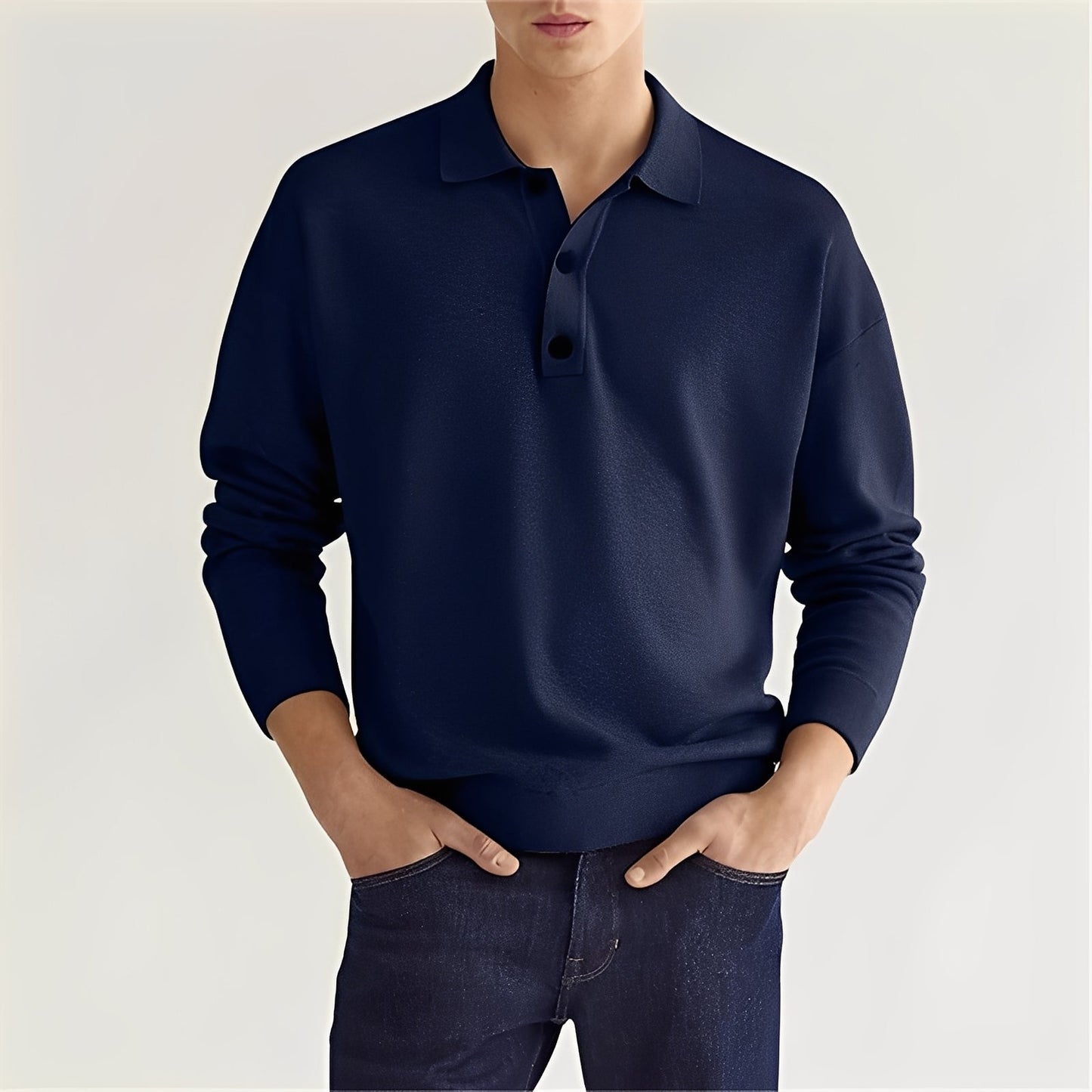 Dominic - Bequemes Langarm-Poloshirt für Männer