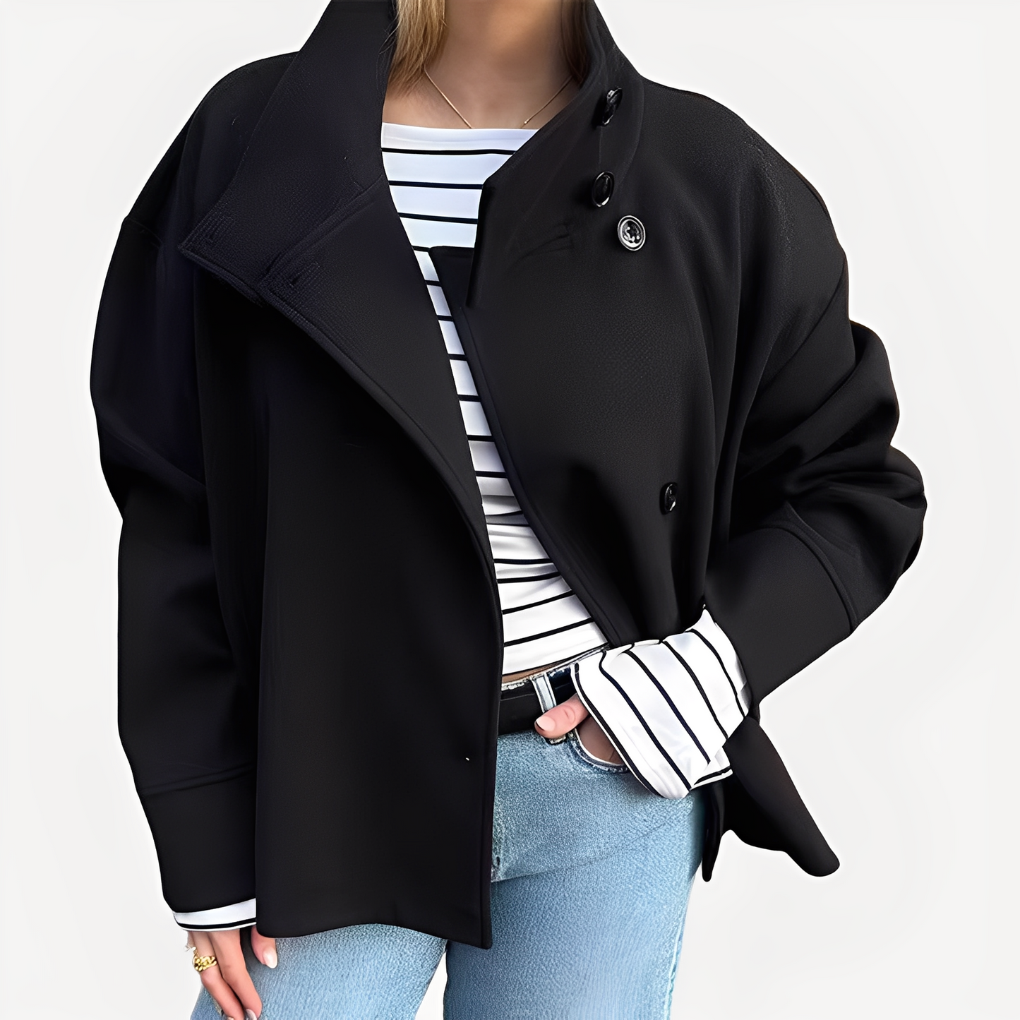 Carolyn - Elegante Wolljacke für Damen mit einem Knopf