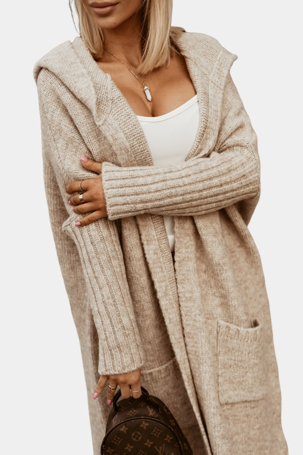 Melyssa - Lange, locker geschnittene Damenstrickjacke