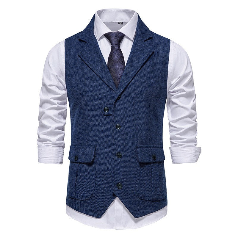 Rodney - Elegante Herrenweste mit Fischgrätmuster, Einreiher-Design