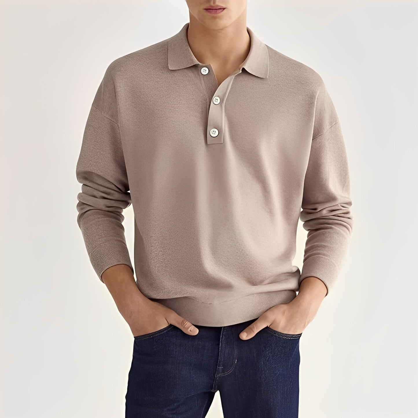 Dominic - Bequemes Langarm-Poloshirt für Männer
