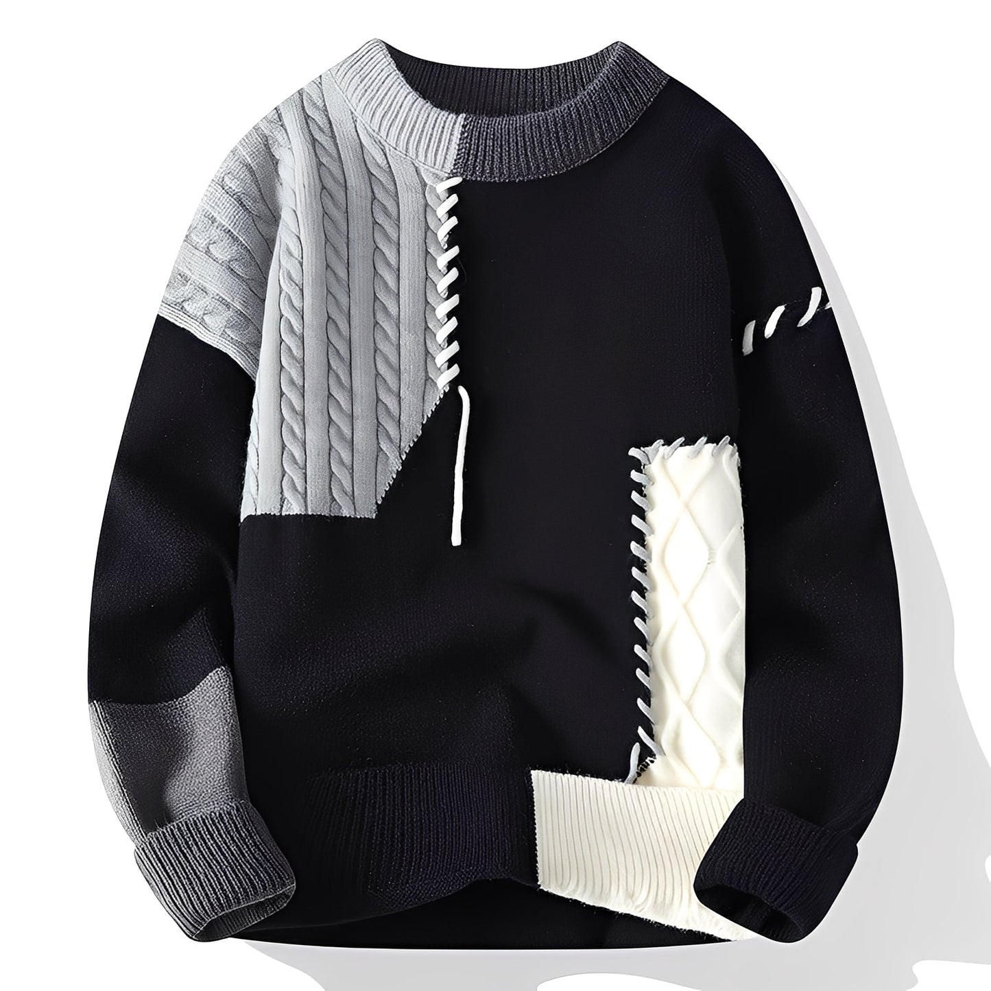 Carter - Stilvoller und warmer Herrenpullover im Patchwork-Stil