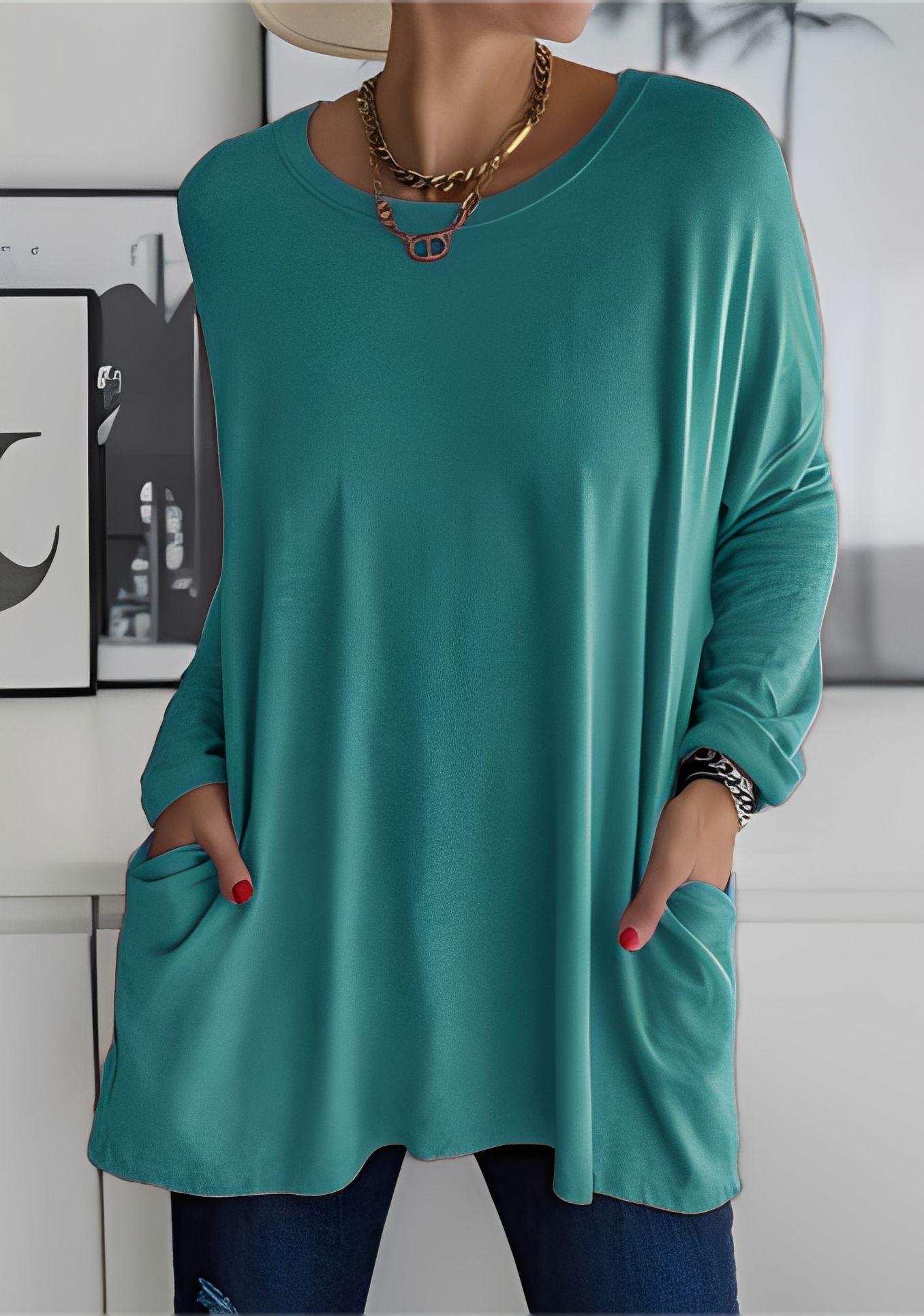 Krystle - Damenlangarmshirt mit Taschen für Bequemlichkeit