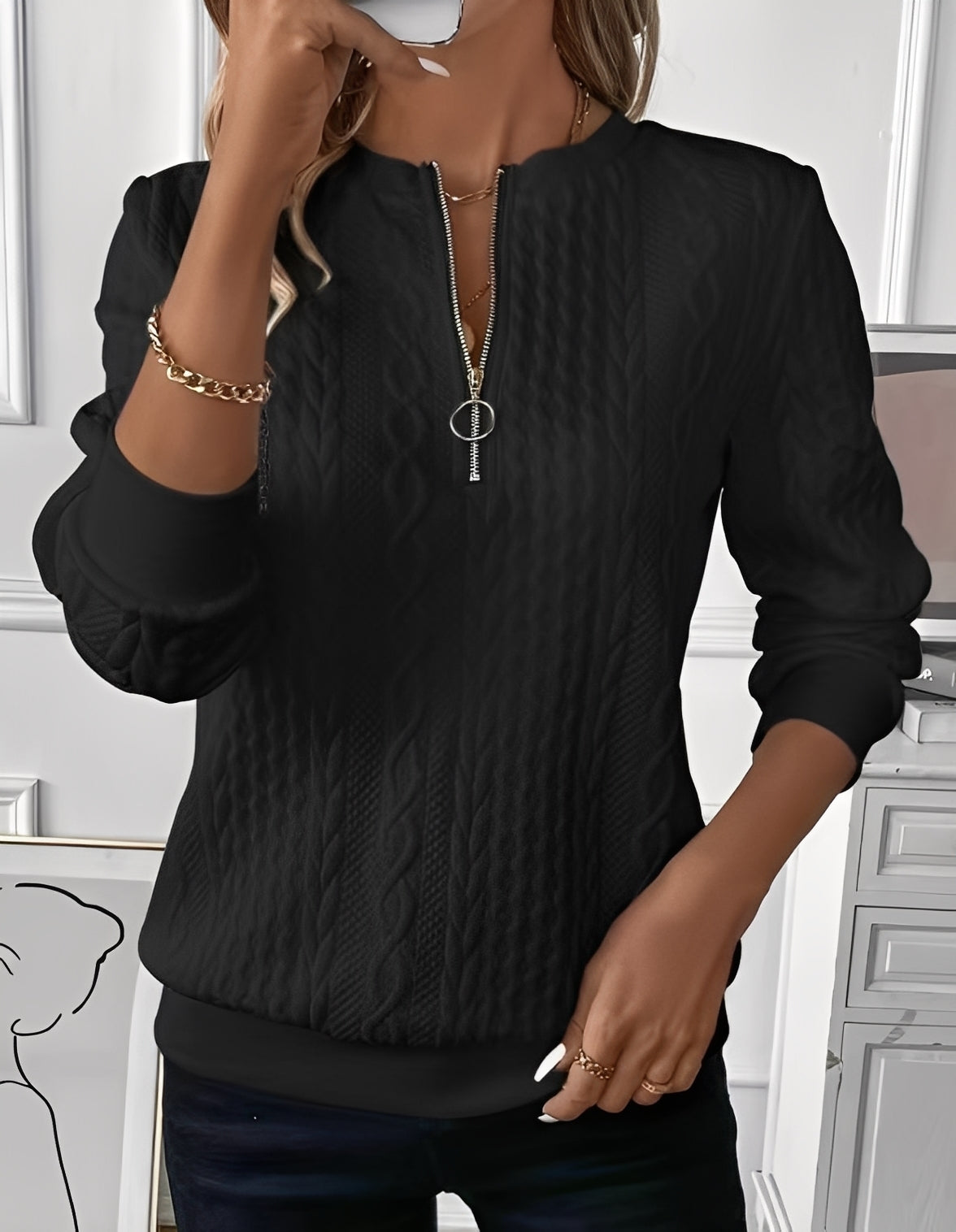 Davida - Modischer, weicher Damenpullover mit Steppdesign