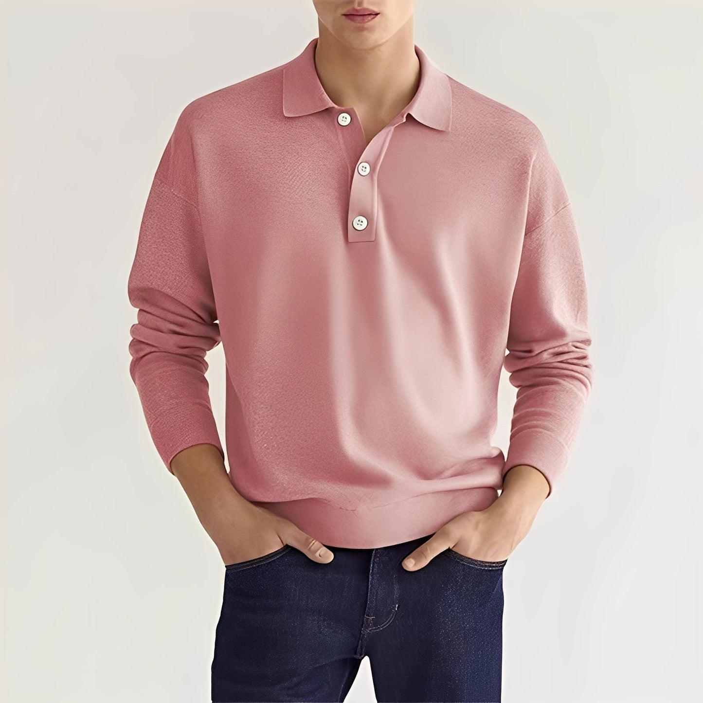 Dominic - Bequemes Langarm-Poloshirt für Männer