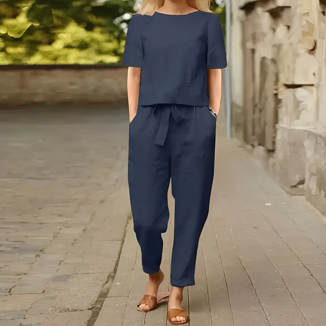 Mélina - Vintage-Hemd und weite Hose für Damen Set