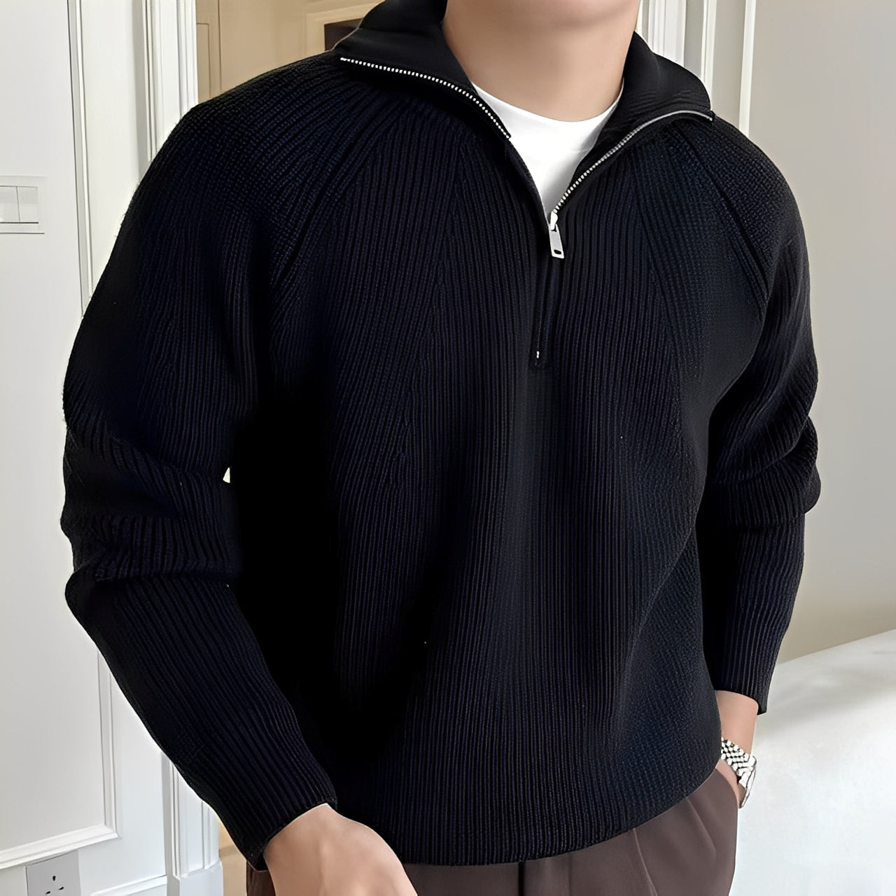 Lino – Pullover aus Baumwolle mit Viertel-Zip