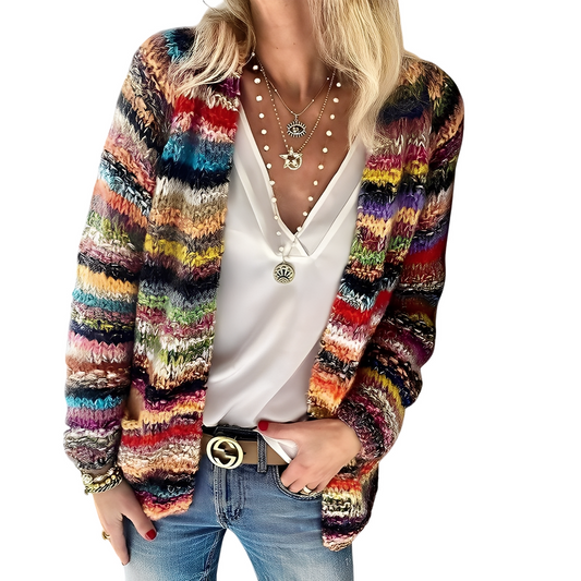 Deonne - Leichte, bunte Strickjacke für Damen