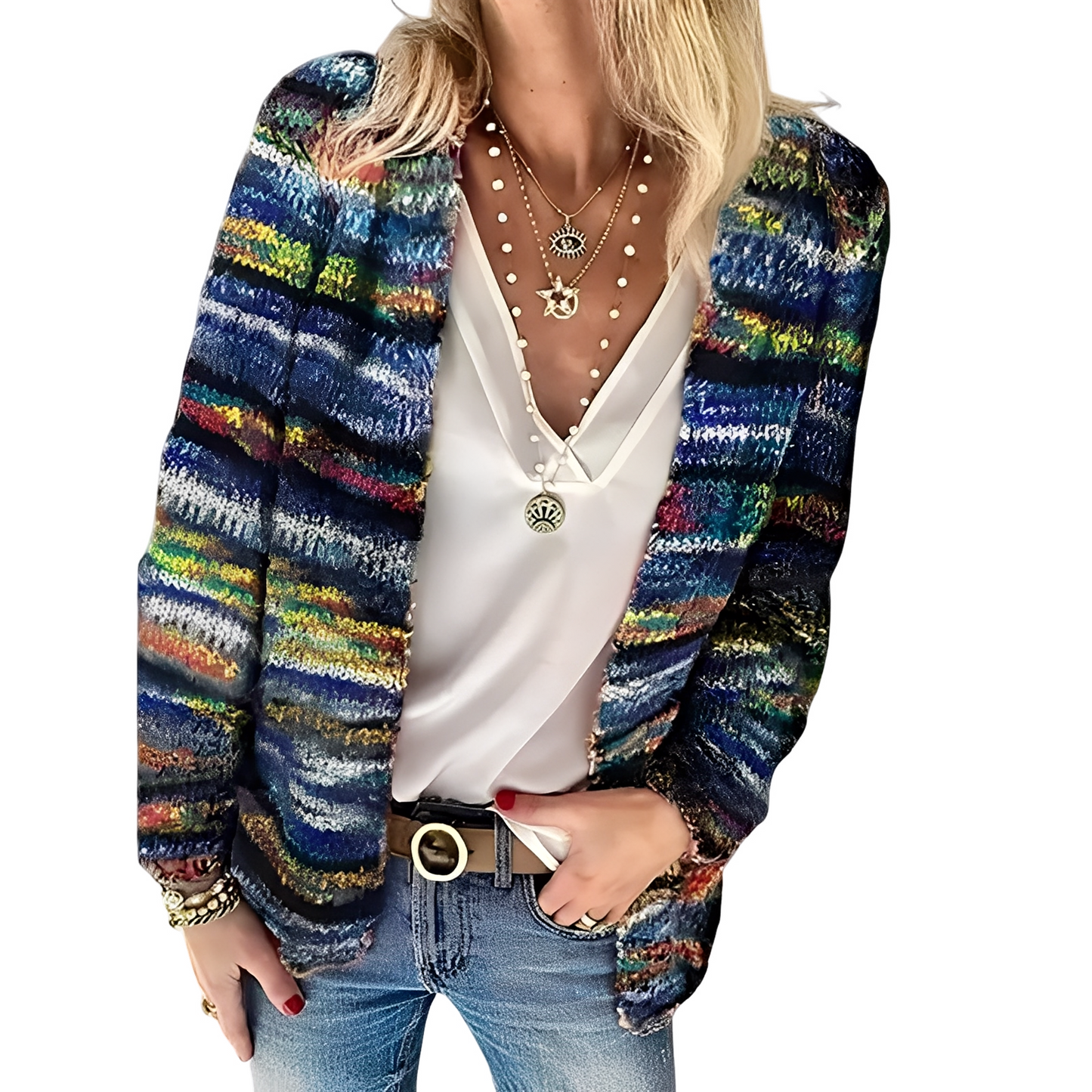 Deonne - Leichte, bunte Strickjacke für Damen