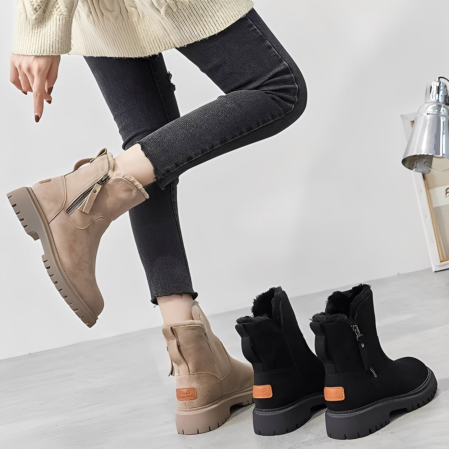 Raschelle - Modische, leichte Damenstiefel mit Fleecefutter