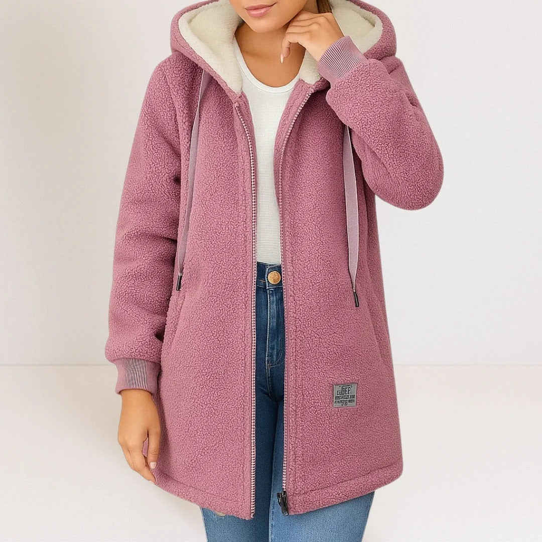 Colene - Bequeme und locker geschnittene Damen-Fleecejacke mit Kapuze