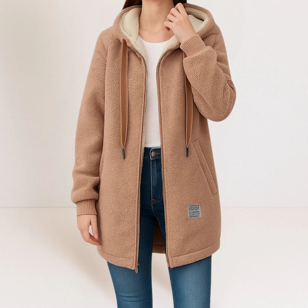 Colene - Bequeme und locker geschnittene Damen-Fleecejacke mit Kapuze